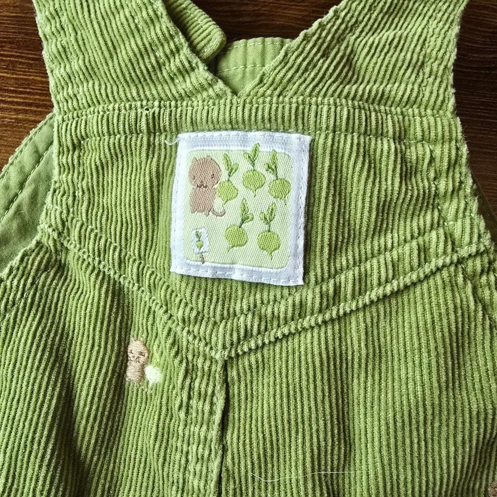 Vintage Gymboree Does Your Garden Grow Baby Corduroy Overalls & Striped Set 0-3M